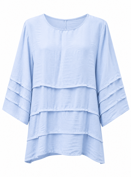 Pin Tuck Plain Top - Powder Blue