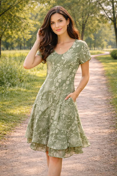 Carol Layered Dandelion Dress - Sage