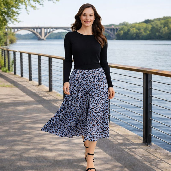 Animal Print Skirt - Blue