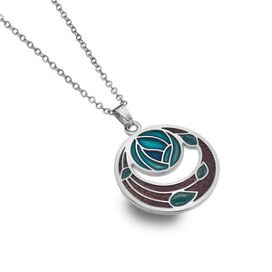 Rennie Mackintosh Rose & Coils Necklace - Mauve/Turquoise