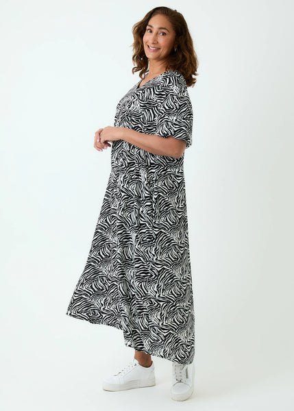 Zebra Print Maxi Dress - Black