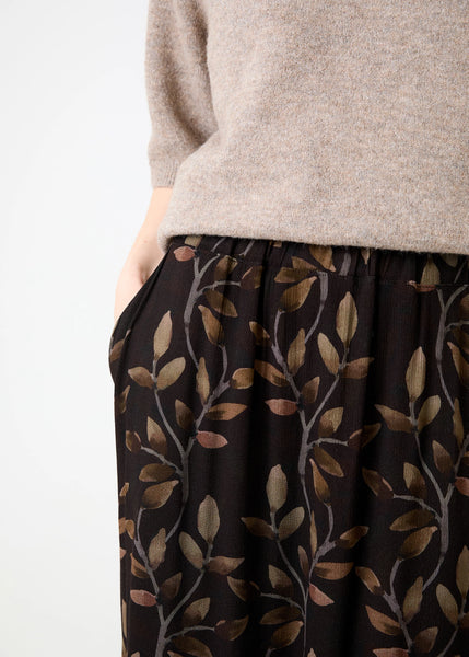 Watercolour Vines A-Line Skirt - Chocolate