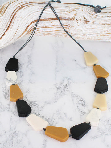 Mixed Colour Resin necklace - Brown/Black/White