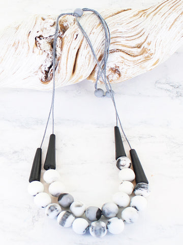 Double Strand Resin Ball Necklace - White