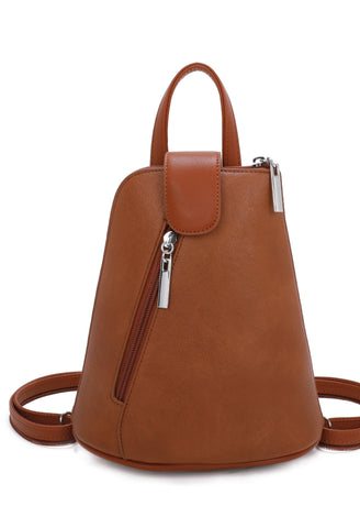 Mini Backpack Handbag - Brown