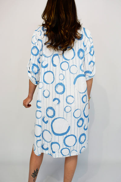 Bubble Stripe Cotton Shirt Dress