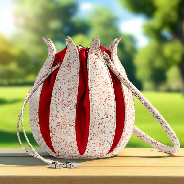 By-Lin Tulip Leather Bag - Splash Red and White