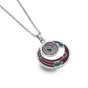 Rennie Mackintosh Rose & Coils Necklace - Red/Lilac