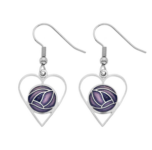 Rennie Mackintosh Rose and Heart Earrings - Purple