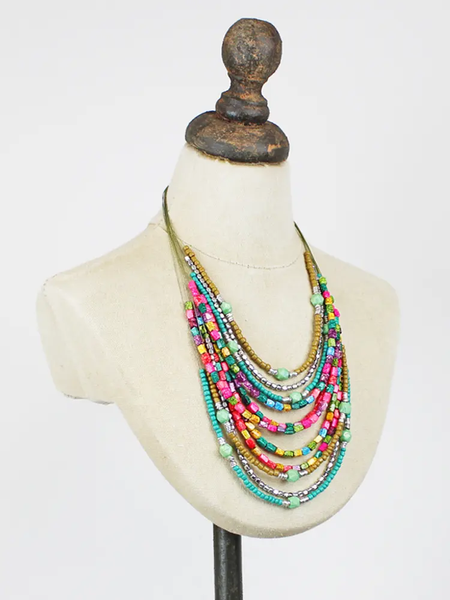 Multi Strand Resin Necklace - Multi