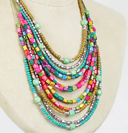 Multi Strand Resin Necklace - Multi