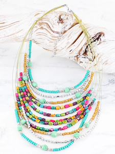 Multi Strand Resin Necklace - Multi