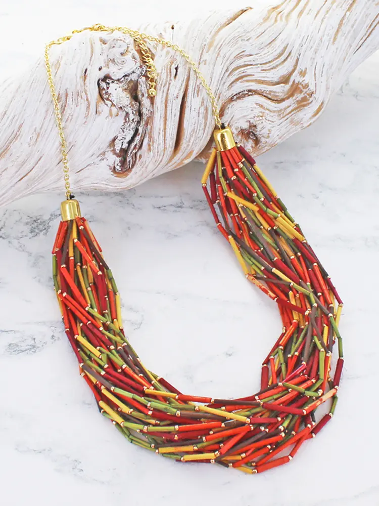Multi Strand Grass Bead Necklace