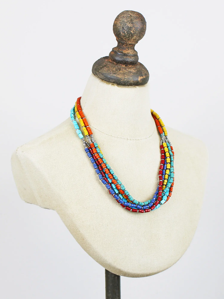 Multi Strand Resin & Bead Necklace - Multi