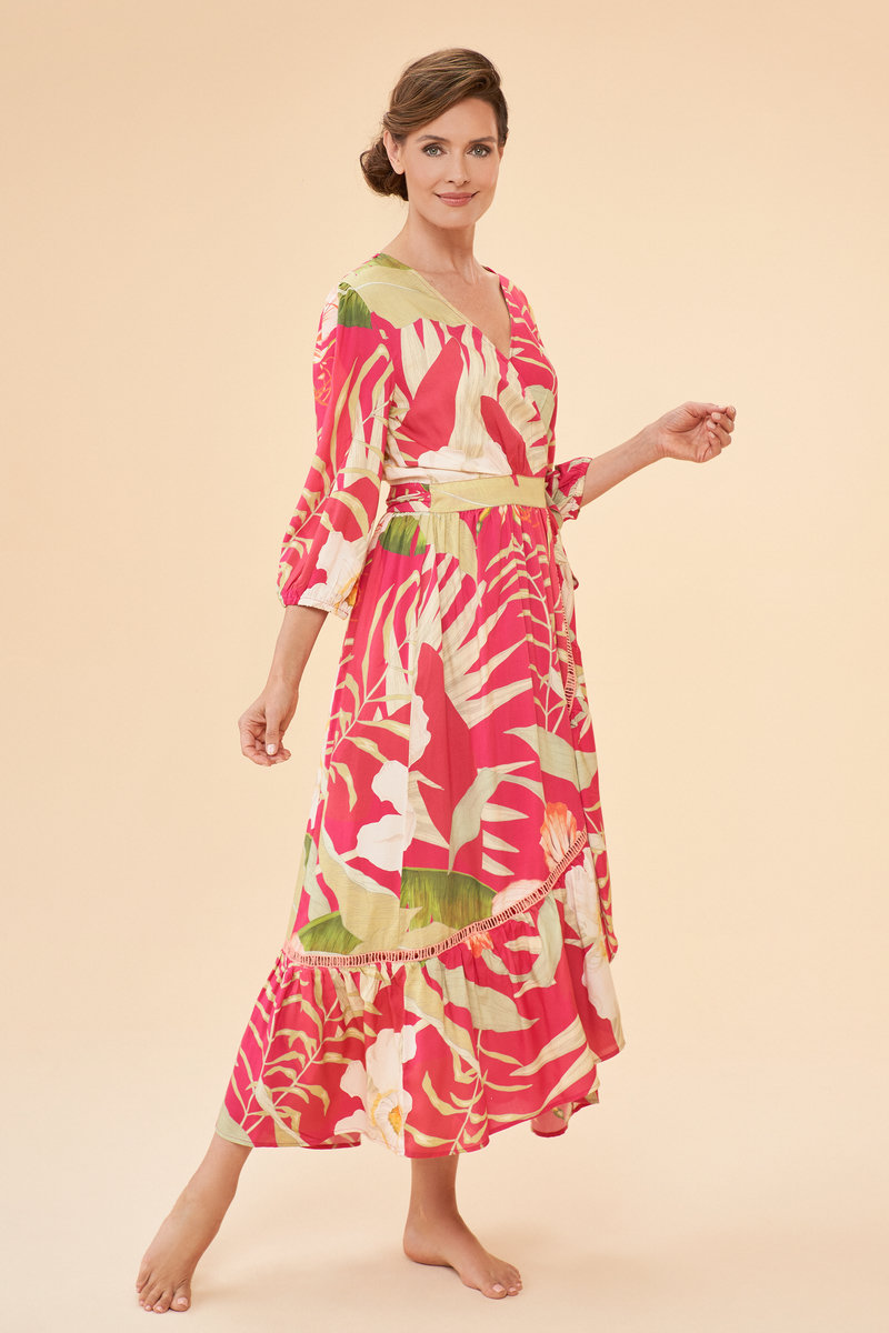 Delicate Tropical Dress Dark Rose - NEW!