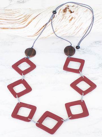 Wooden Diamond Hoop Necklace