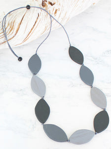 Wooden Leaves  Necklace - Grey