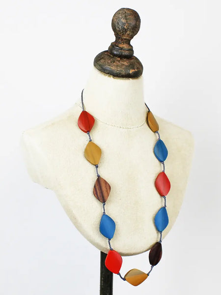 Long Wooden Diamond Necklace