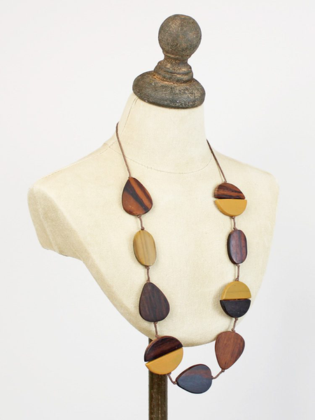 Wooden Graduating Round Disc Necklace Orange (Copy)