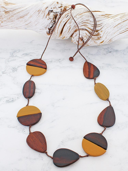 Wooden Graduating Round Disc Necklace Orange (Copy)