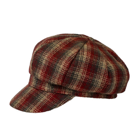 Proppa Toppa Checked  Baker Boy Cap - Beige/Red