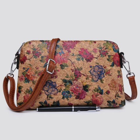 Cork Cross Body Bag - Roses