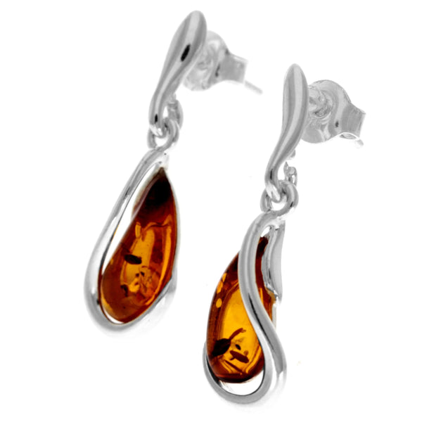 Amber 925 Silver Tear Drop Earrings