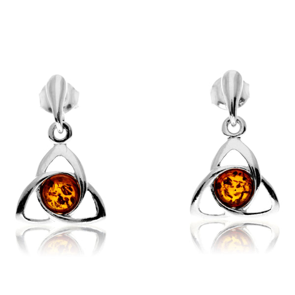 925  Silver & Amber Three Oval Earrings