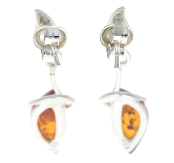 Amber 925 Silver Classic Art Deco Earrings