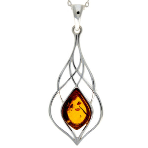 Amber 925 Silver Modern Celtic Pendant