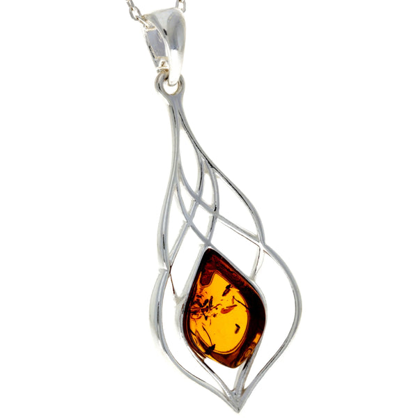 Amber 925 Silver Modern Celtic Pendant