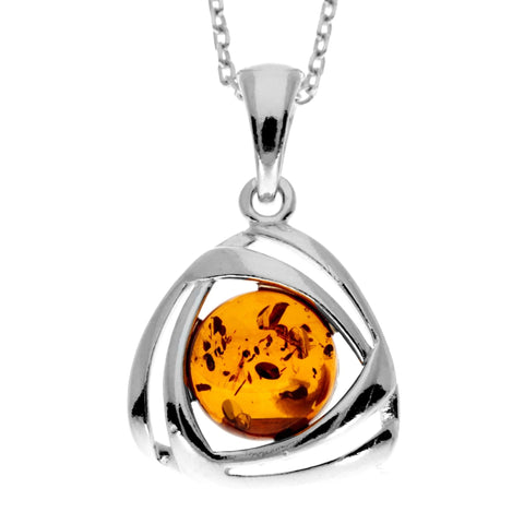 Amber 925 Silver Classic Double Coil Pendant