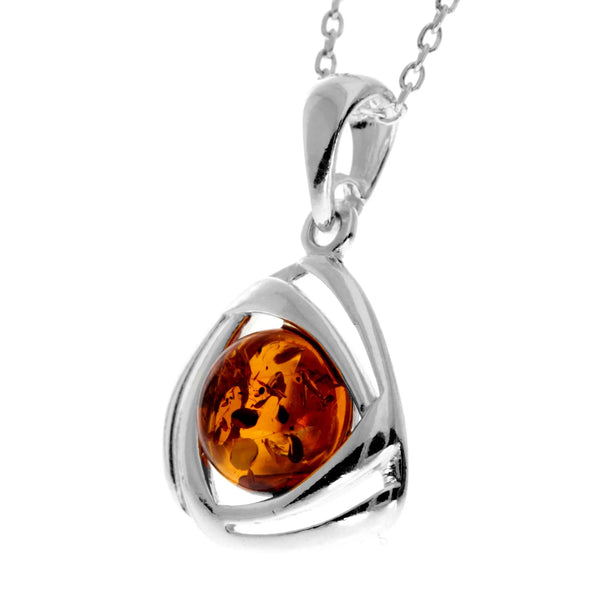 Amber 925 Silver Classic Double Coil Pendant