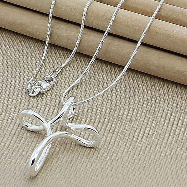 Looped Silver Cross Necklace