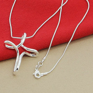 Looped Silver Cross Necklace