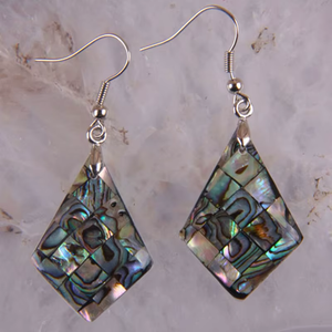 Abalone Earrings Drop Diamond Shape