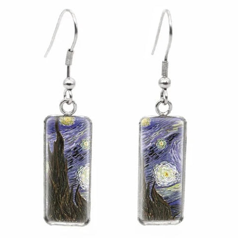 Enamel Art Earrings - Van Gogh - Starry Night