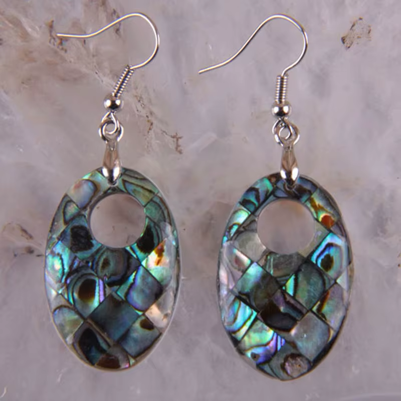 Abalone Earrings Oval with  Hole