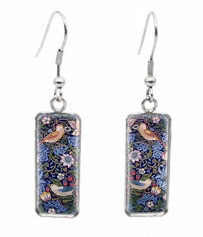 Enamel Art Earrings - William Morris - Strawberry Thief