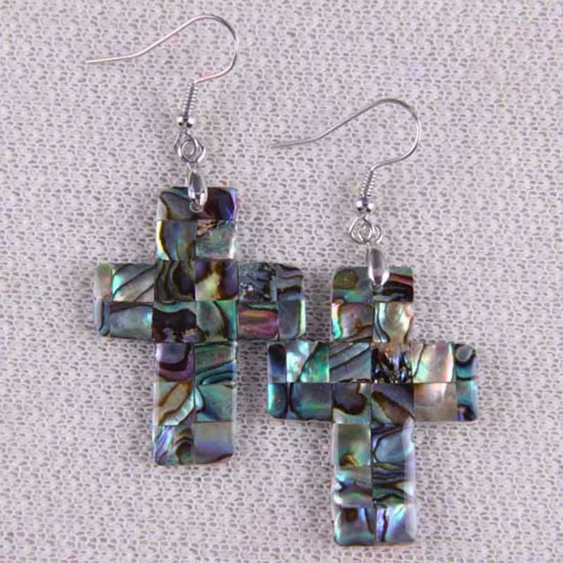 Abalone Earrings Cross