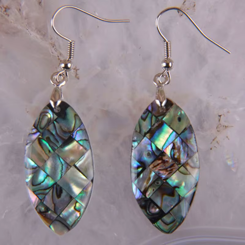 Abalone Earrings Oval Drop