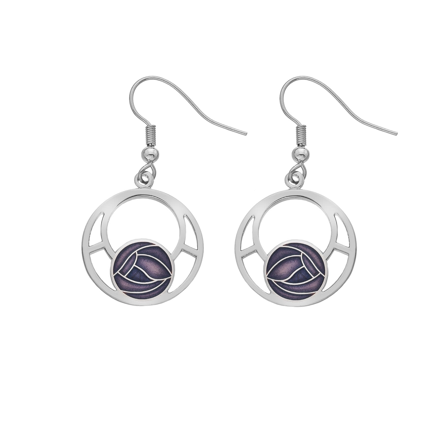 Rennie Mackintosh Rose Earrings - Purple