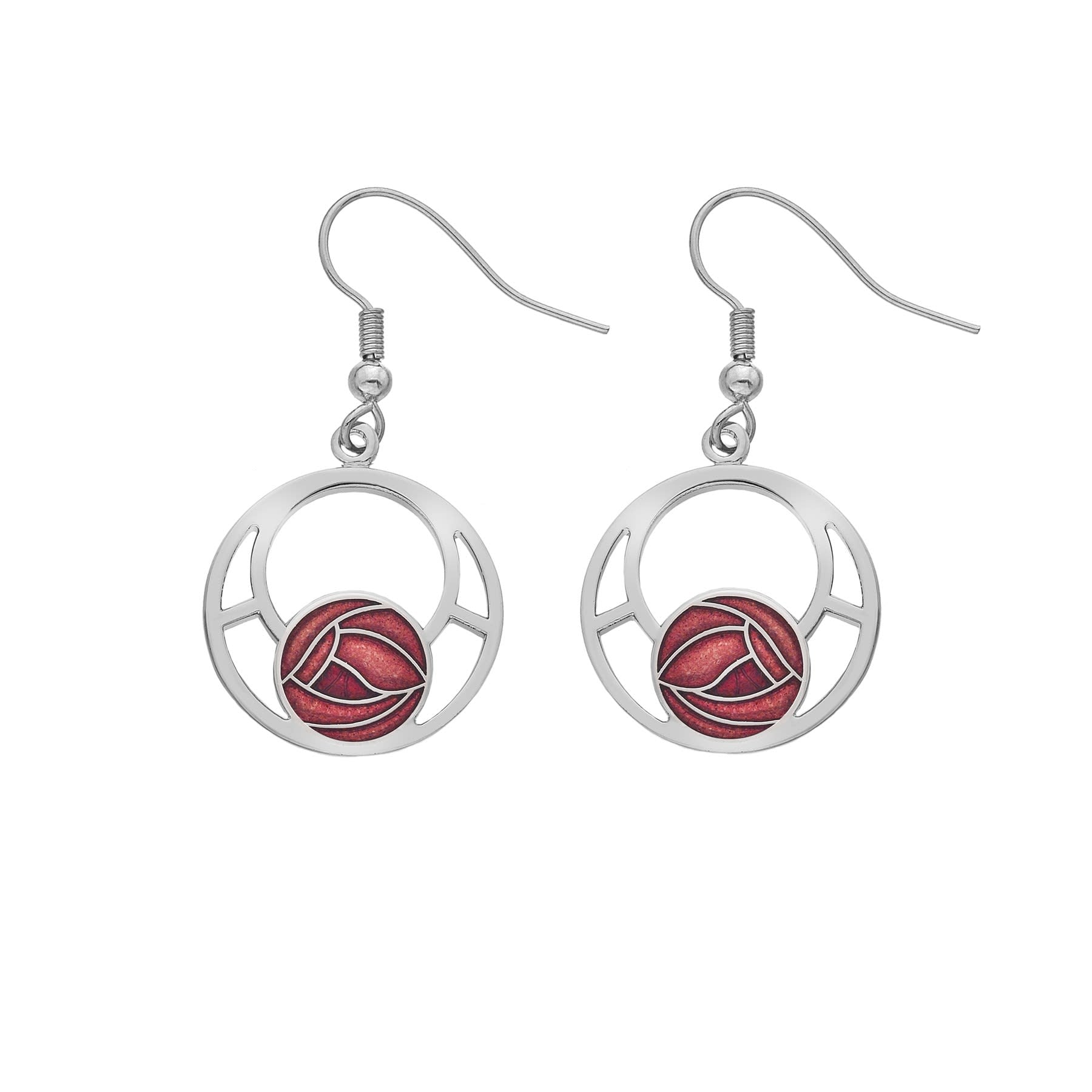 Rennie Mackintosh Rose Earrings - Red