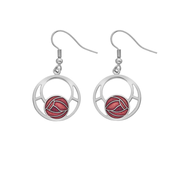 Rennie Mackintosh Rose Earrings - Red