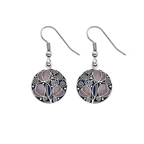 Rennie Mackintosh Leaves and Coils Earrings - Purple