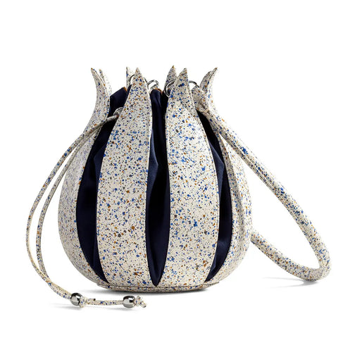 By-Lin Tulip Leather Bag - Splash Blue and White