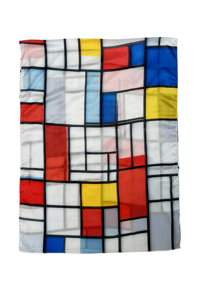 Mondrian Abstract Art Geometric Composition Silk Scarf