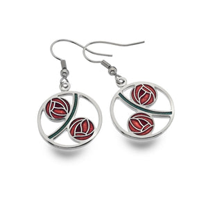 Rennie Mackintosh Double Rose Earrings - Red