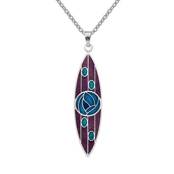 Rennie Mackintosh Rose and Lines Necklace - Mauve/Turquoise