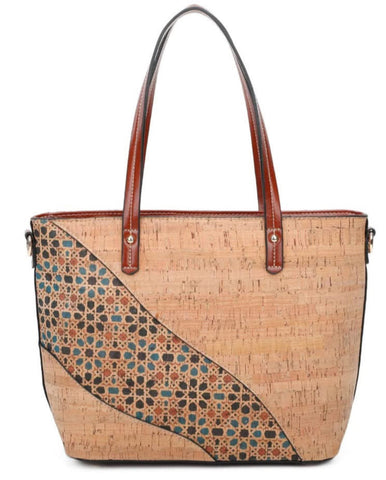 Cork Tote Bag with Geometrical Pattern